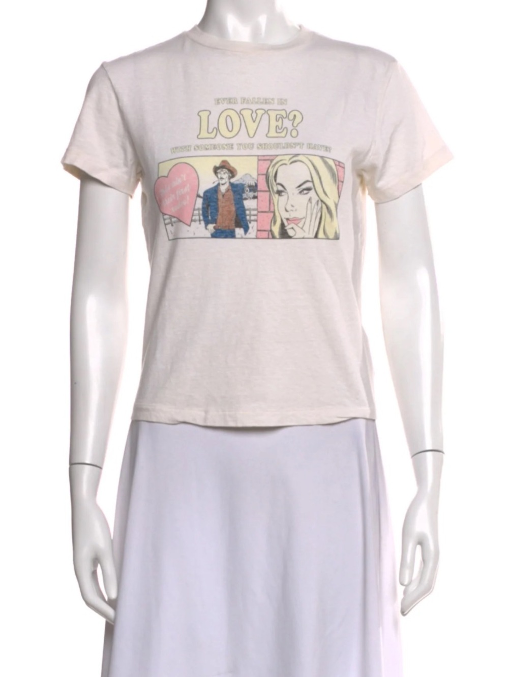 Vintage Re/Done Graphic Crew Tee with Pop-Art Print Made in USA Size M Cotton